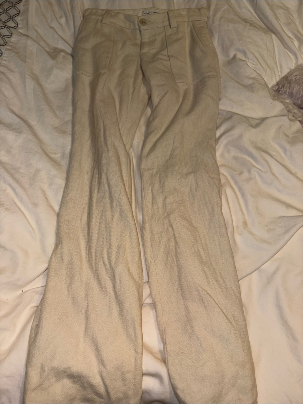 Banana Republic Cream Wide Leg Pants Size 0 Sweater Fuzzy